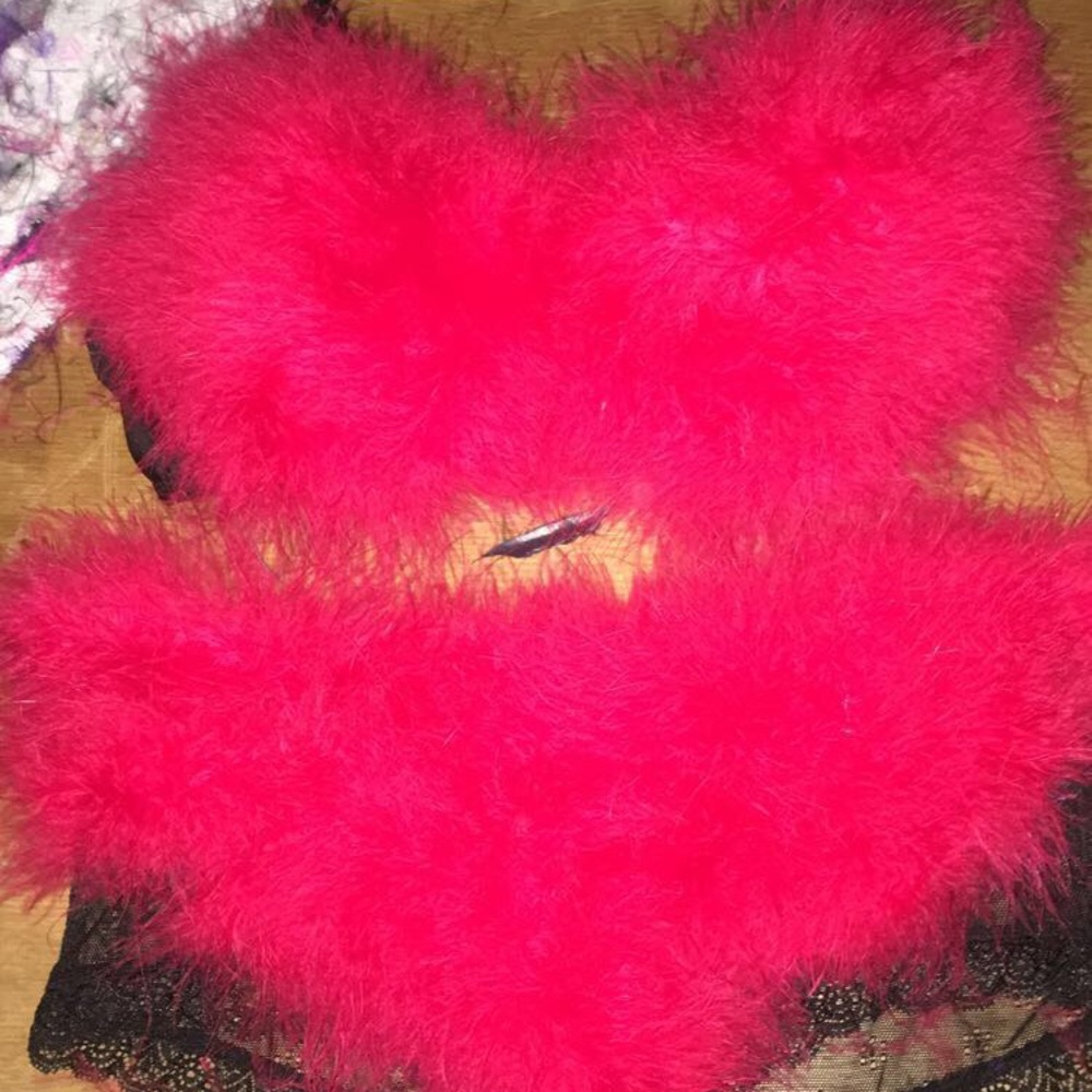 RED FUR LINGERIE SET